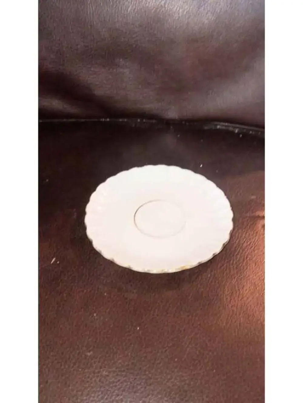 Generic White and Gold Ribbed Vintage Saucer - New Without Tags